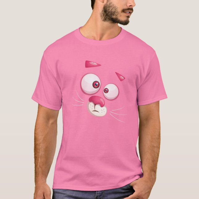 Funny Pink Cat Panther Face Costume T-Shirt (Front)