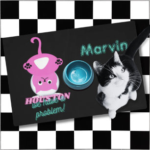 Funny Pink Cat Stuck in Fishbowl Placemat