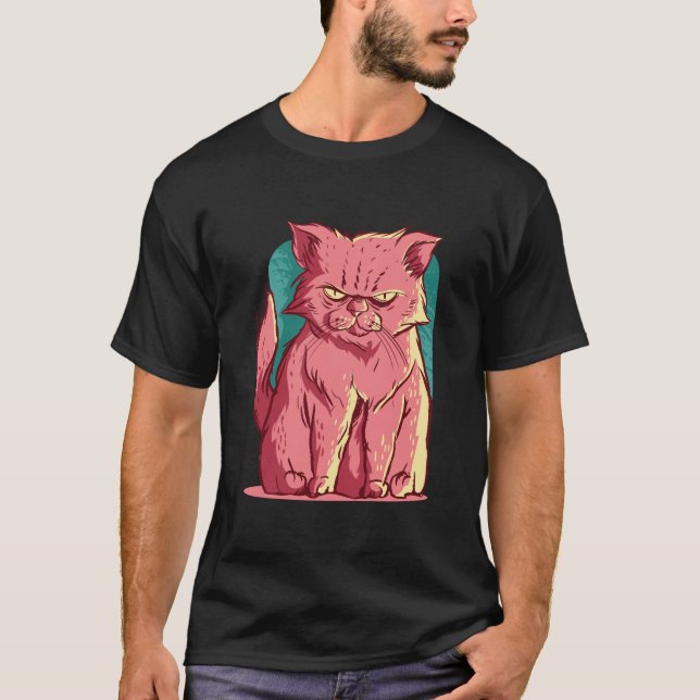 Funny Pink Cat T-Shirt (Front)