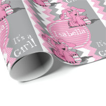 Funny Pink Chevron Elephant - Personalize Wrapping Paper