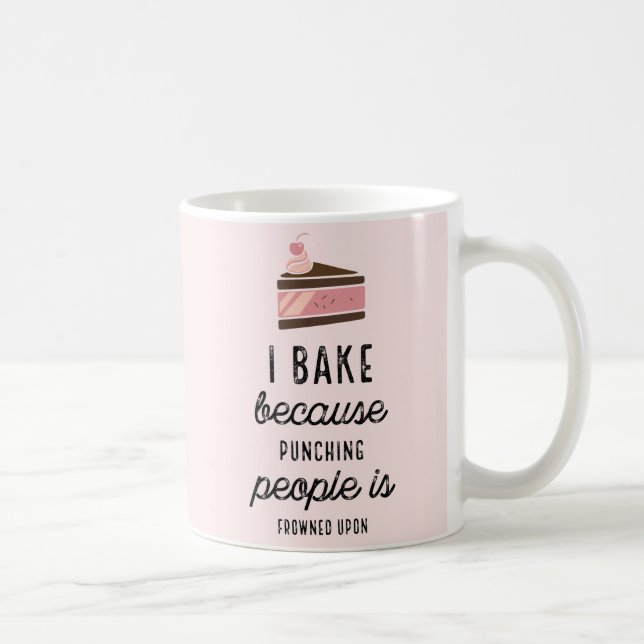 Funny Pink Classic Mug I Bake Because Punching (Right)