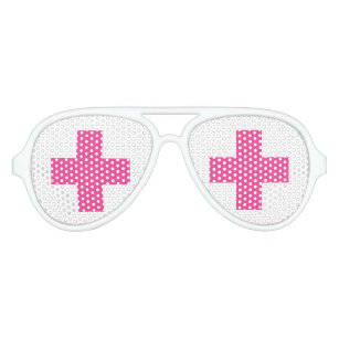 Funny pink cross nurse costume party shades