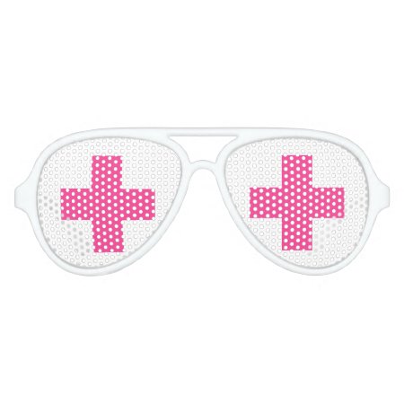 Funny Pink Cross Nurse Costume Party Shades