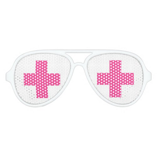 Funny pink cross nurse costume party shades