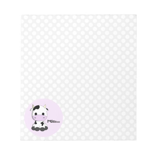 Funny pink cute girly cow cartoon girls notepad (Front)