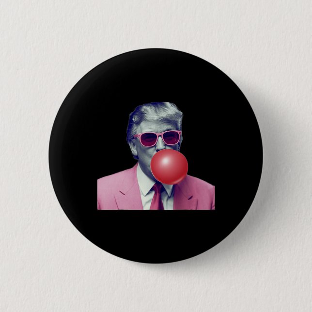 Funny Pink Donald Trump Bubble Gum Yum Tee  Button (Front)