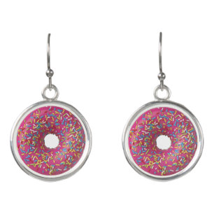 Funny Pink Donut Earrings, cute food for her! Earrings