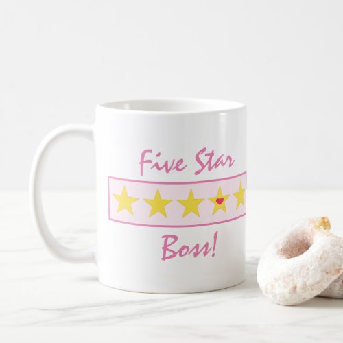 Funny Pink Five Star Rating Boss Coffee Mug