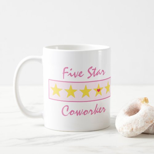 Funny Pink Five Star Rating Coworker  Coffee Mug