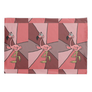Funny Pink Flamingo Abstract Pillowcase