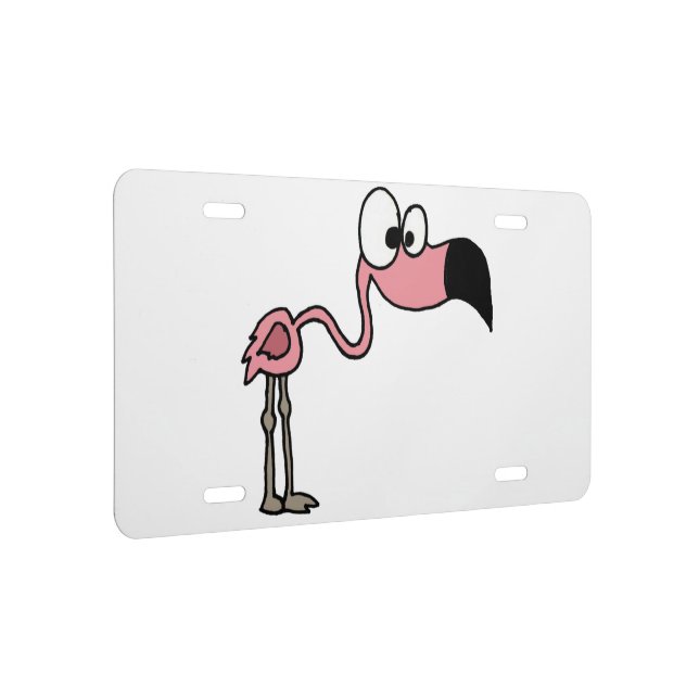 Funny Pink Flamingo Bird Cartoon License Plate | Zazzle