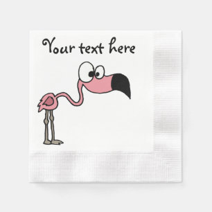 Funny Pink Flamingo Bird Cartoon Paper Napkins