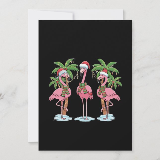 Funny Pink Flamingo "Dreaming of a Pink Christmas Thank You Card (Front)
