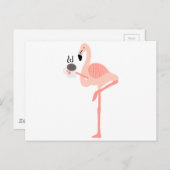 Funny Pink Flamingo Drinking Coffee Postcard | Zazzle