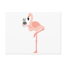 Funny Pink Flamingo Drinking Coffee