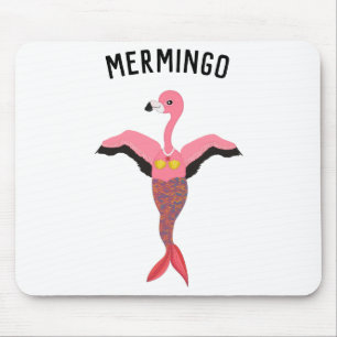 Funny Pink Flamingo Mermaid Magical Bird Mouse Pad