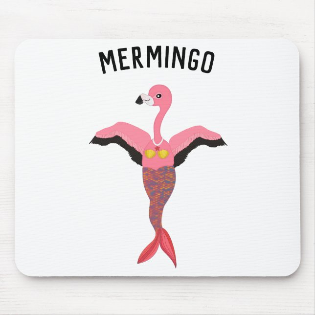 Funny Pink Flamingo Mermaid Magical Bird Mouse Pad (Front)