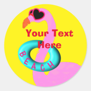 Funny Pink Flamingo Personaliized Classic Round Sticker