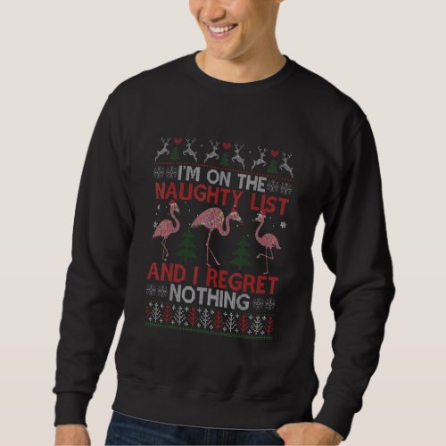Funny Pink Flamingo Santa Hat Christmas Ugly Men W Sweatshirt