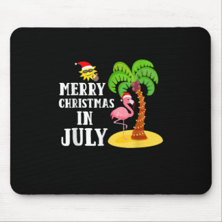 Funny Pink Flamingo Santa Hat Merry Christmas In J Mouse Pad