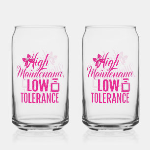 Funny Pink Girly Attitude Quote Can Glass
