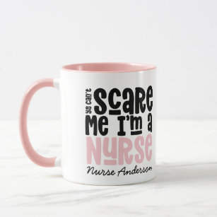 Funny pink girly nurse typography thank you modern mug