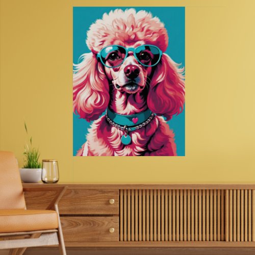 Funny Pink Glam Poodle in Shades Poster