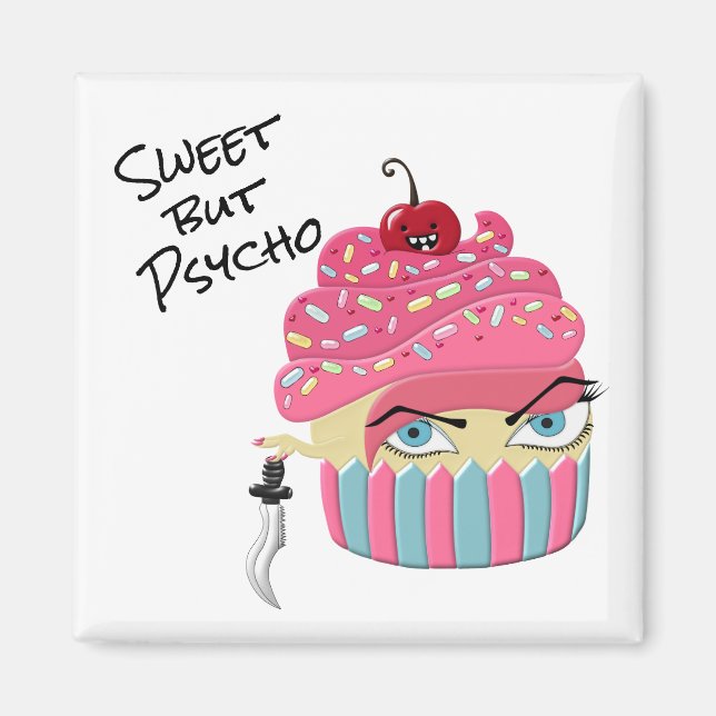Funny Pink Halloween Cupcake Kawaii Food Humor Magnet (Front)