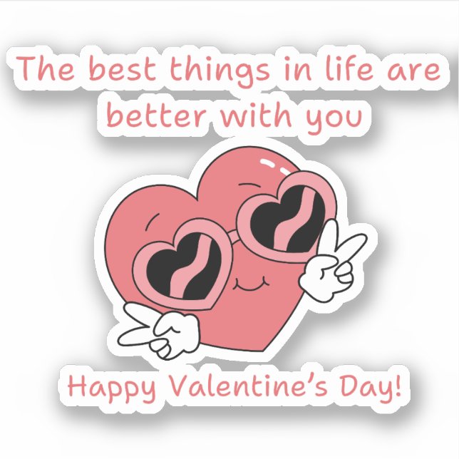 funny pink heart ,happy valentines day sticker (Front)