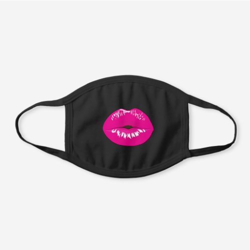 Funny Pink Kissing Lips Black Cotton Face Mask
