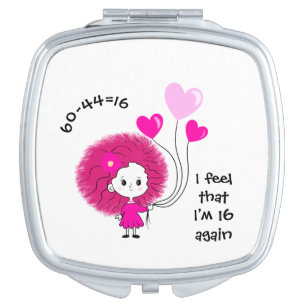 Funny pink lady with balloons compact mirror