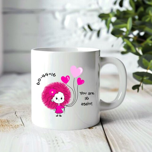 Funny pink lady with balloons giant coffee mug (Creator Uploaded)