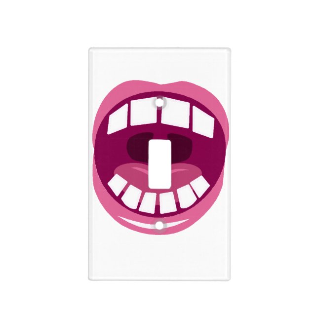 Funny Pink Lips White Teeth Light Switch Cover (Front)