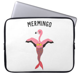 Funny Pink Magical Mermaid Flamingo Mermingo Laptop Sleeve