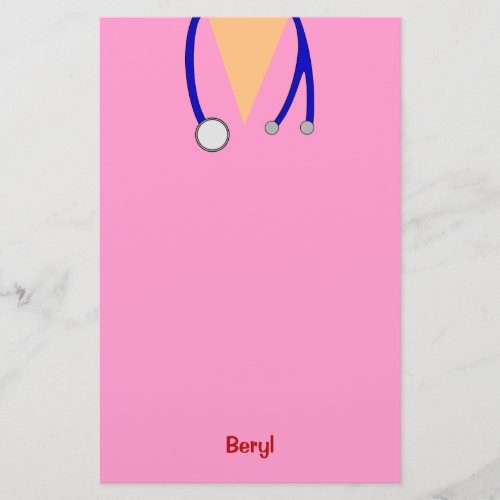 Funny Pink Medical Scrubs Whimsical Personalised Stationery
