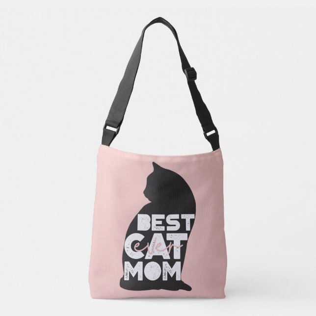Funny Pink Mother's Day Best Cat Mom Ever Crossbody Bag (Front)