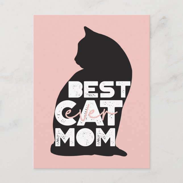 Funny Pink Mother's Day Best Cat Mom Ever Holiday Postcard (Front)