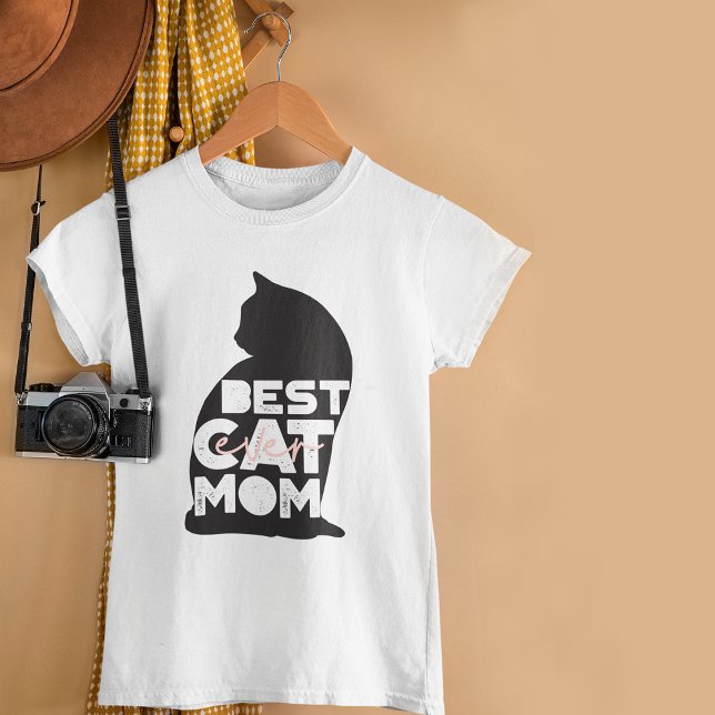 Funny Pink Mother's Day Best Cat Mom Ever T-Shirt (Creator Uploaded)