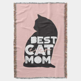 Funny Pink Mother's Day Best Cat Mom Ever Throw Blanket
