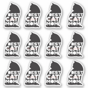 Funny Pink Mother's Day Best Cat Mom Sticker