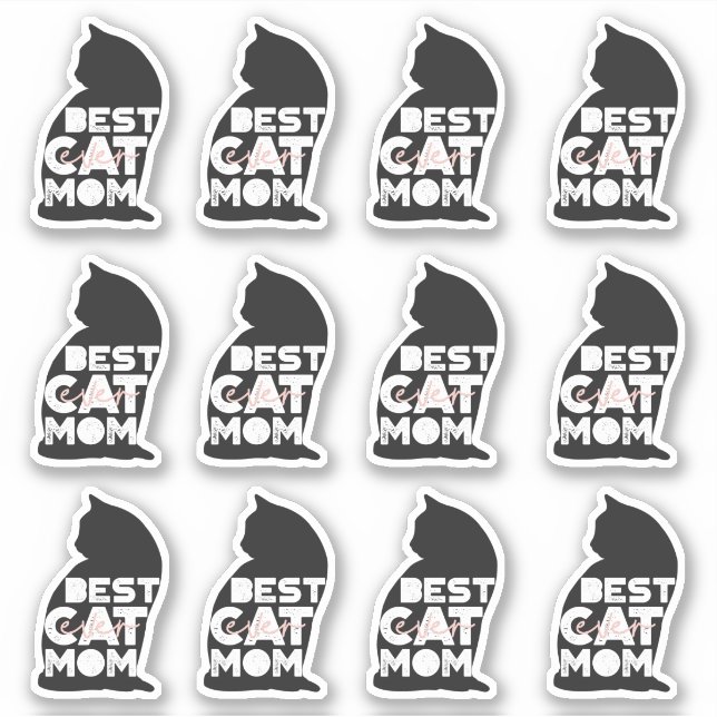 Funny Pink Mother's Day Best Cat Mom Sticker (Front)