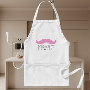 Funny pink mustache apron for men women and kids