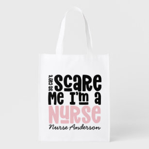 Funny pink nurse typography thanks you modern tote