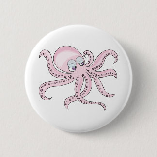 Funny Pink Octopus Button