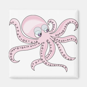 Funny Pink Octopus Magnet