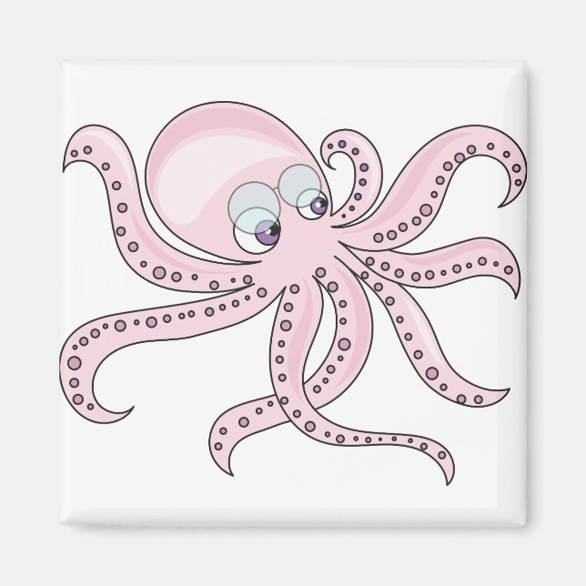 Funny Pink Octopus Magnet (Front)