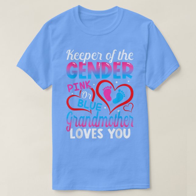 Funny Pink Or Blue Grandmother Loves You Gender Re T-Shirt (Design Front)
