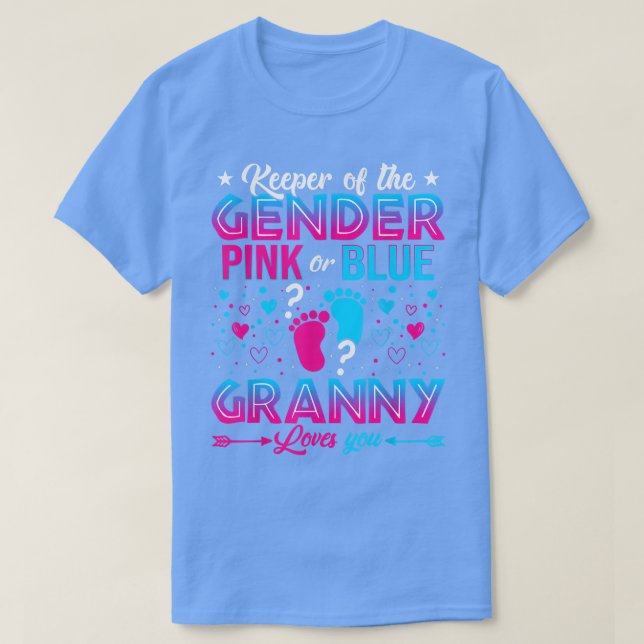 Funny Pink Or Blue Granny Loves You Gender Reveal  T-Shirt (Design Front)