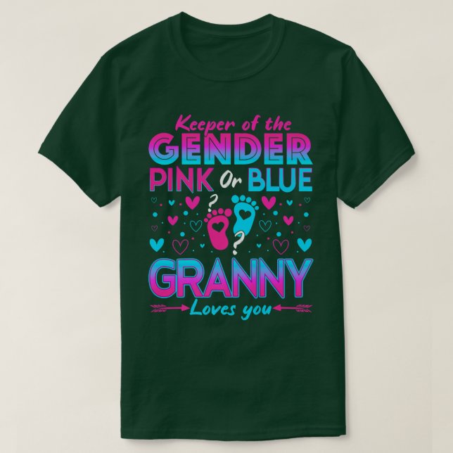 Funny Pink Or Blue Granny Loves You Gender Reveal  T-Shirt (Design Front)