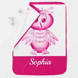 Funny Pink Owl Personalized kids Baby Blanket